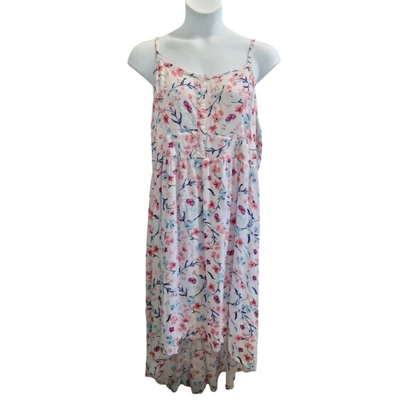 Torrid Floral High-Low Hem Plus Size 4 (4X) Dress Buttons Detail Smocked Back - Picture 2 of 9